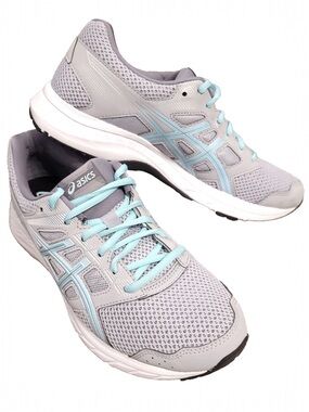 ASICS Gel-contend 5 sz 9W Light Gray and Aqua Green Athletic Running Shoes